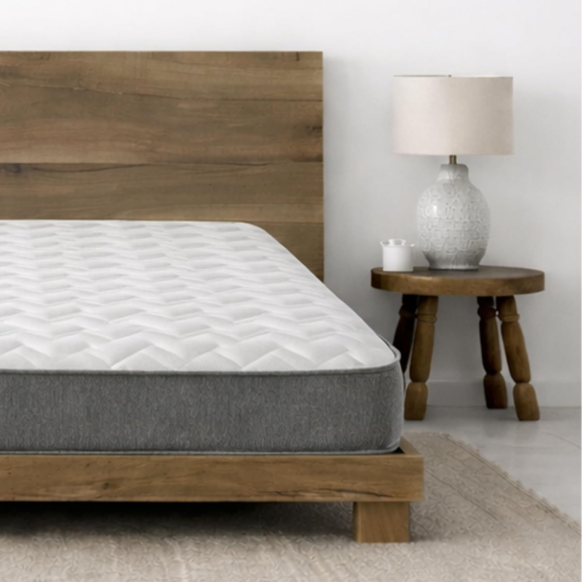 Starlight Beds Essentials Zig Zag tweepersoonsmatras met veren en traagschuim. 7,5 inch budgetmatras, grijs, zachte stevigheid (135 x 190 x 19 cm)