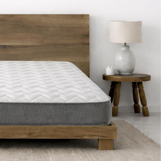Starlight Beds Essentials Zig Zag tweepersoonsmatras met veren en traagschuim. 7,5 inch budgetmatras, grijs, zachte stevigheid (135 x 190 x 19 cm)