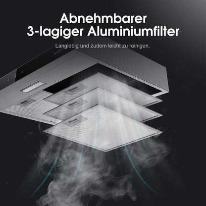 Afzuigkap – Onderbouwkap – Onderbouw Afzuigkap – Dampkap – Wasemkap – 60 cm – 202 m³/uur – Touch Control met 3 standen