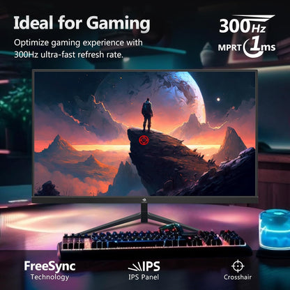 Z-Edge Gaming Monitor 25'' 300Hz (DP1.4×2), IPS Panel, 240Hz (HDMI2.0×2), 1ms, FHD 1080P, FreeSync, LED Gaming Monitor, Adjustable Tilt, Bordure Ultra-Fine, VESA 75 * 75mm(DP Cable Included)