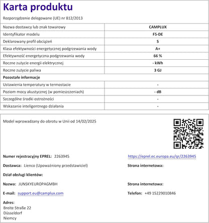 CAMPLUX First Gasdoorstroomboiler, 5 liter, met handgreep, LPG, 50 mbar, voor camperuitstapjes, campingdouche, F5-DE