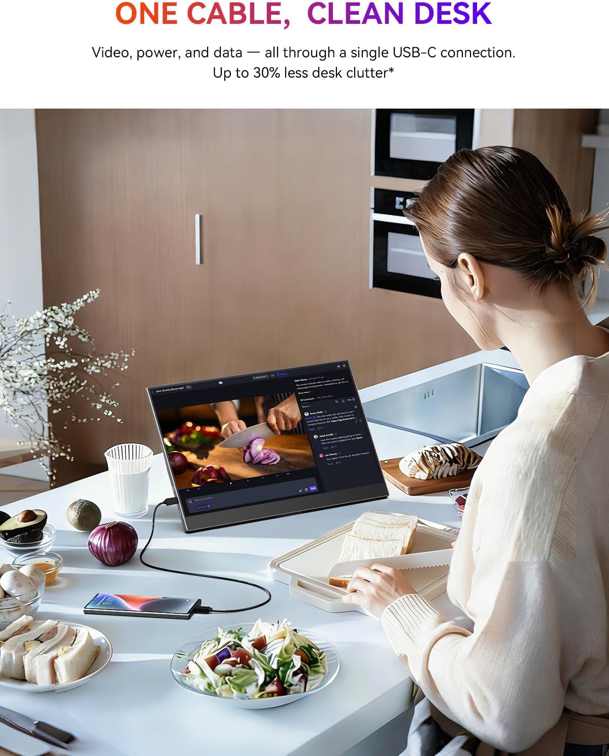 UPERFECT Draagbare Monitor 15.6" 125% sRGB Portabler Monitor met Opvouwbare Standaard, 2000:1 Contrast HDR EyeCare FHD Mat Ultradun Tweede Scherm voor Laptop/PC/Smartphone/Spelconsoles