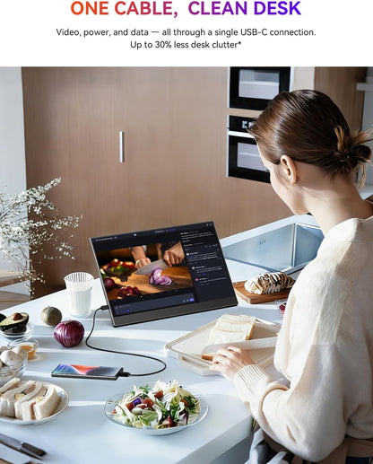 UPERFECT Draagbare Monitor 15.6" 125% sRGB Portabler Monitor met Opvouwbare Standaard, 2000:1 Contrast HDR EyeCare FHD Mat Ultradun Tweede Scherm voor Laptop/PC/Smartphone/Spelconsoles