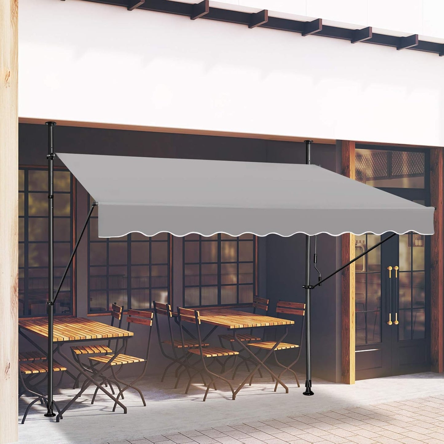 Klemluifel – Zonnescherm – Balkonluifel – Uitschuifbare Luifel – Zonwering – Verstelbare Hoogte 2-3m – UV-bestendig Polyester 350x120 cm - QUORE