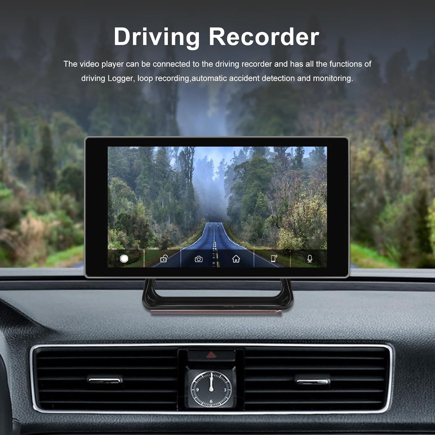 Apple CarPlay & Android Auto draagbare autoradio draadloze digitale media-ontvanger, navigatieapparaat voor auto met 4K Bluetooth-frontcamera/FM-zender/spraakbesturing/Google/GPS/AUX
