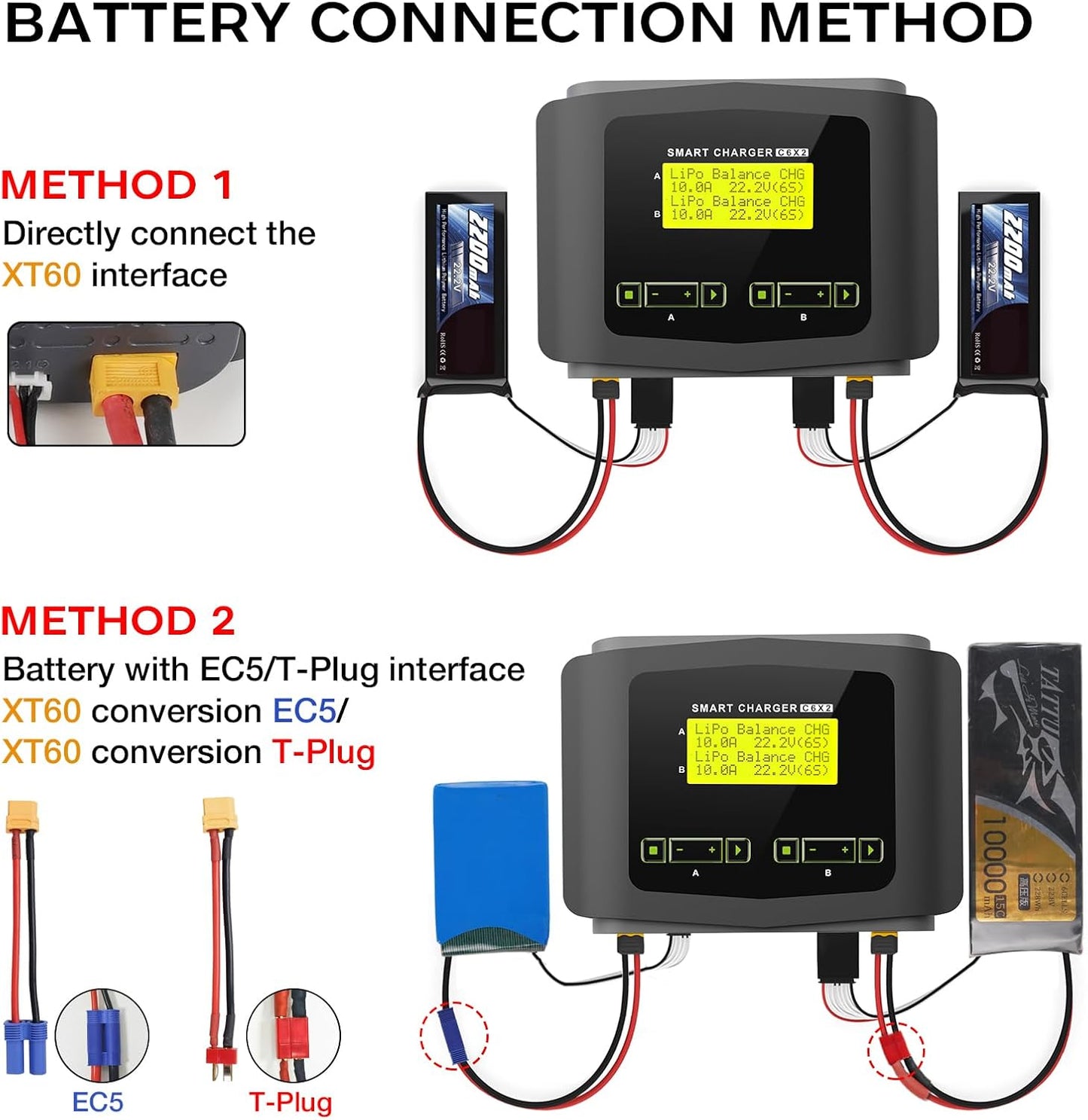 LiPo Oplader Duo – RC Oplader – Acculader – Balance Charger – LiPo Charger – Dubbel Kanaal – Veiligheid met Overbelasting- en Temperatuurbeveiliging
