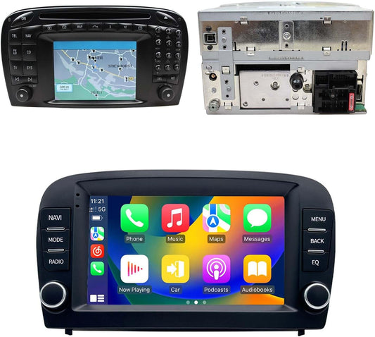 Android autoradio met GPS-navigatie HD-scherm, touch-display met Carplay Canbus autoradio voor Mercedes-Benz SL R129 R230 SL55AMG SL63AMG SL65AMG SL280 SL300 SL350 SL500 SL600 2001/09-2012/12