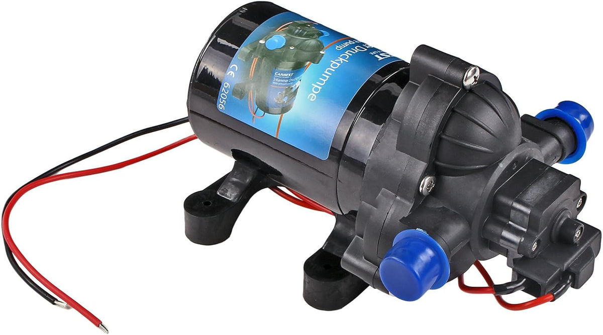 Waterpomp 12 V 10 l/minuut 2,8 bar met voorfilter en membraan met 3 vakken