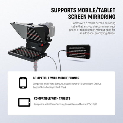 NEEWER Upgraded 2-in-1 Teleprompter 11 Inch with Monitor for Windows MacOS, Supports Screen Mirroring, Portable Prompter for Camera, Mobile Phone, Webcam for YouTube, Twitch, Live Streaming