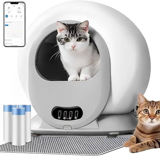 Zelfreinigende Kattenbak – Automatische Kattenbak – Elektrische Kattenbak – XXL Kattenbak – Slimme Kattenbak – Grote Inhoud 65 Liter – App Bediening en Geurcontrole