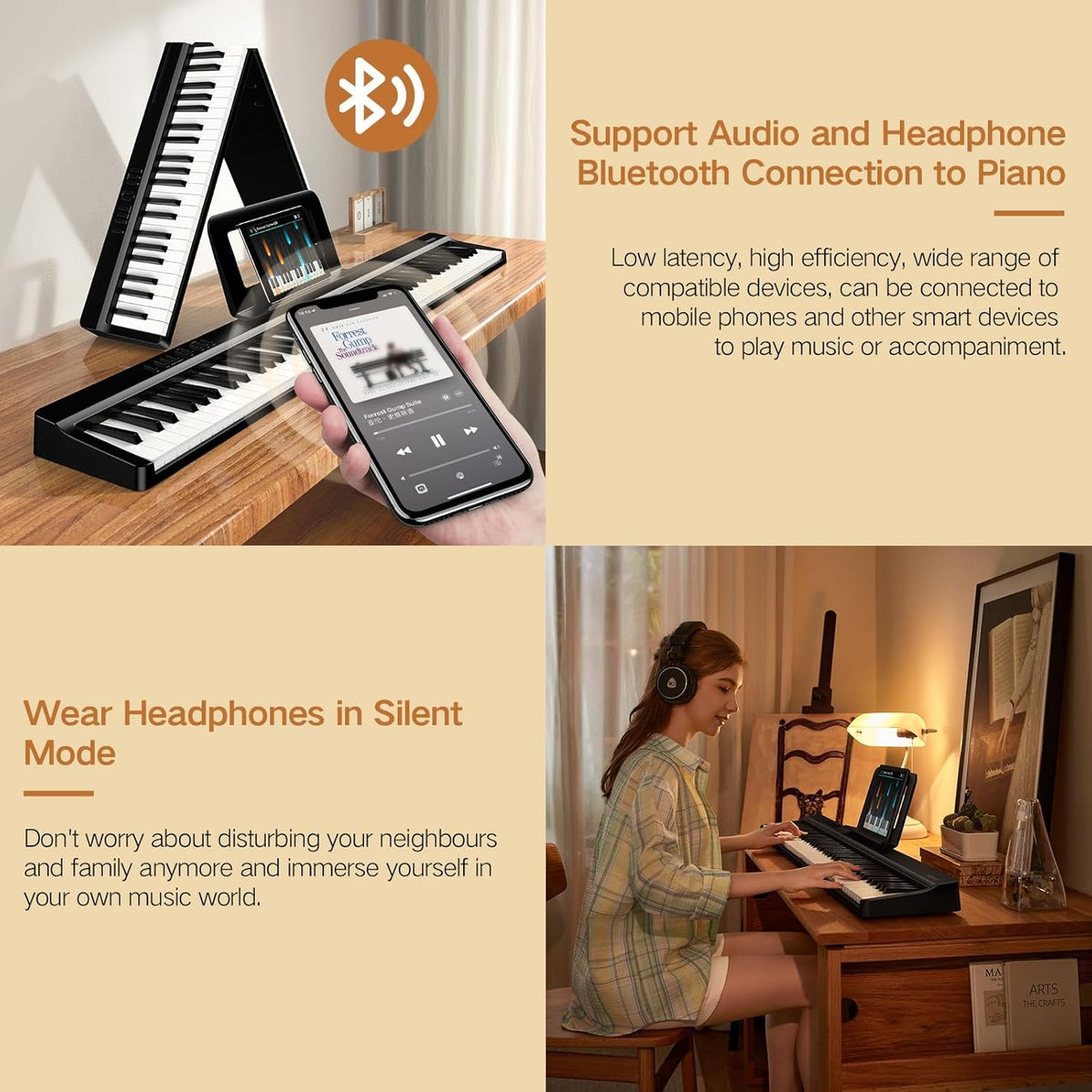 Opvouwbare digitale piano 88 toetsen – Elektrische piano – Keyboard – Muziekkeyboard – Stage piano – Opvouwbaar ontwerp – Compact en ruimtebesparend