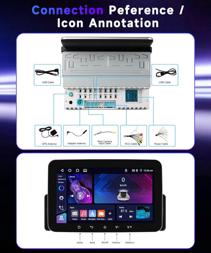 4G + 64G Android 15 autoradio 1 DIN met Carplay Android Auto draadloos, Carplay autoradio met touchscreen, 7 inch HD IPS, ondersteuning Bluetooth 5.0, FM-radio, RDS GPS, wifi, link, spiegel