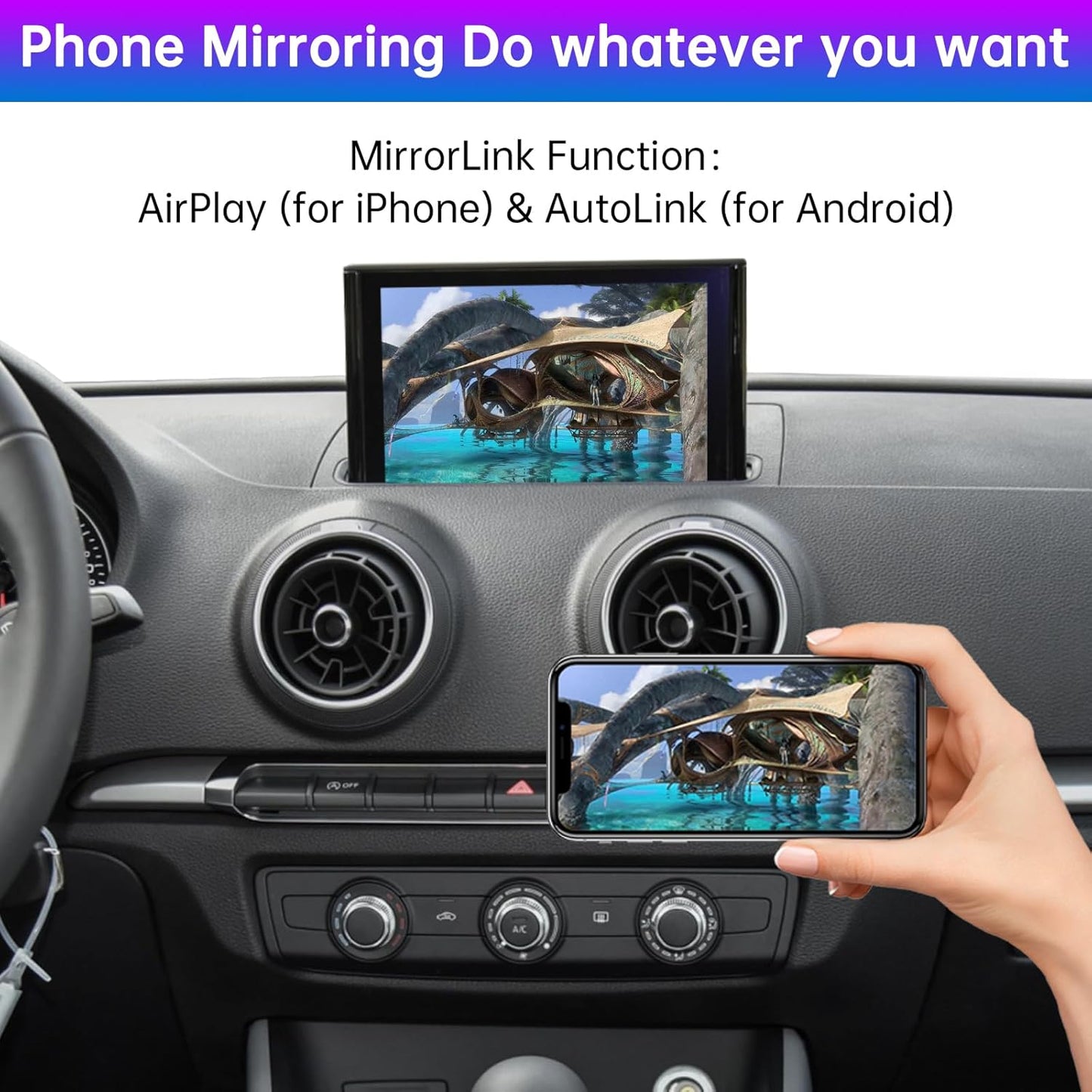 Draadloos CarPlay Android Auto Interface – CarPlay Module – Android Auto Adapter – Infotainment Upgrade – Auto Multimedia Decoder – Draadloze Connectiviteit – Ondersteuning Siri & Achteruitrijcamera