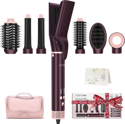 Haardroger, borstelset, 7-in-1, föhnborstel, 110.000 omw/min, hoge snelheid, haardroger, ionische haardroger, krultang, hete borstel voor styling, föhnen, föhnborstel