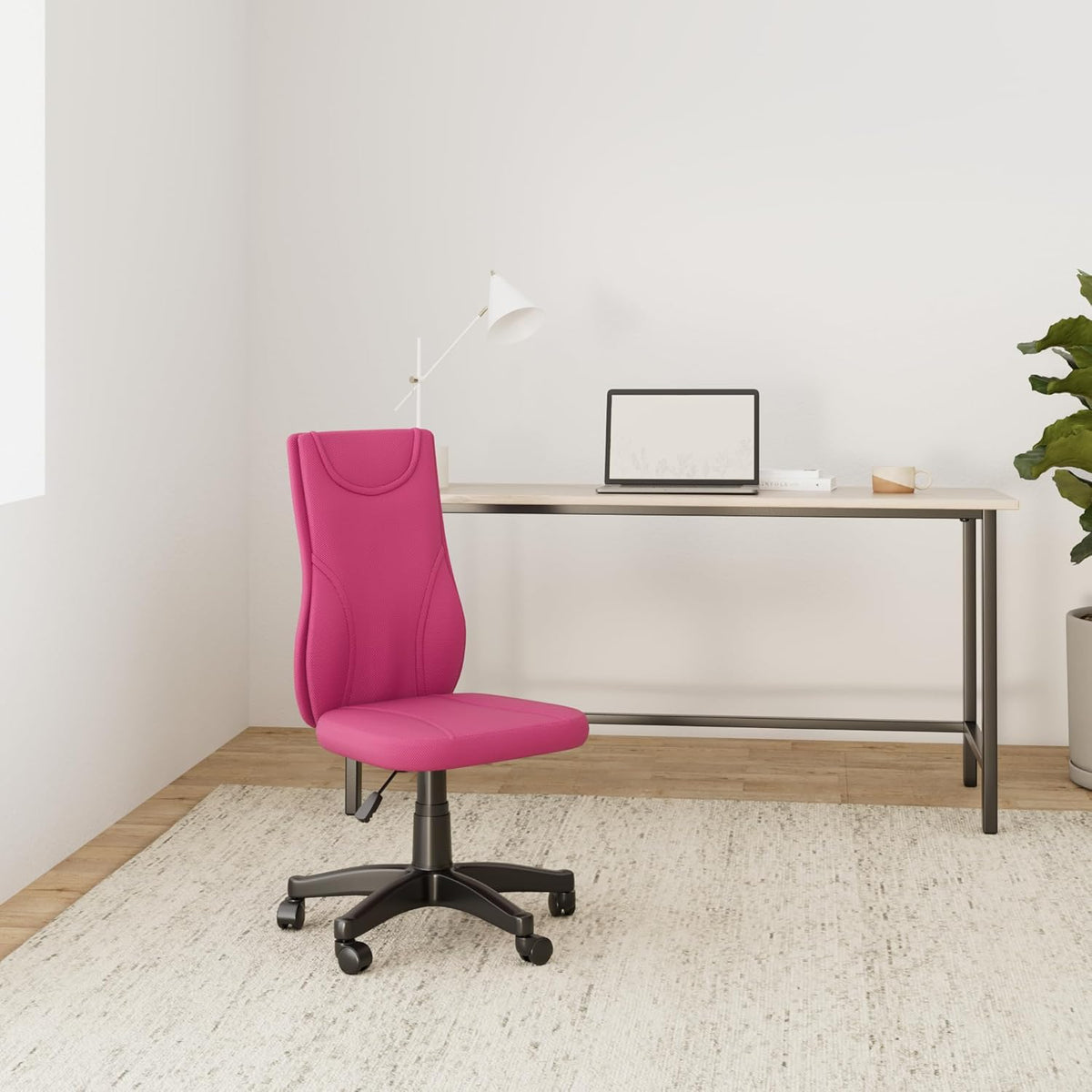 hjh OFFICE 670410 kinderbureaustoel KIDDY BASE netstof roze draaistoel ergonomisch in hoogte verstelbaar