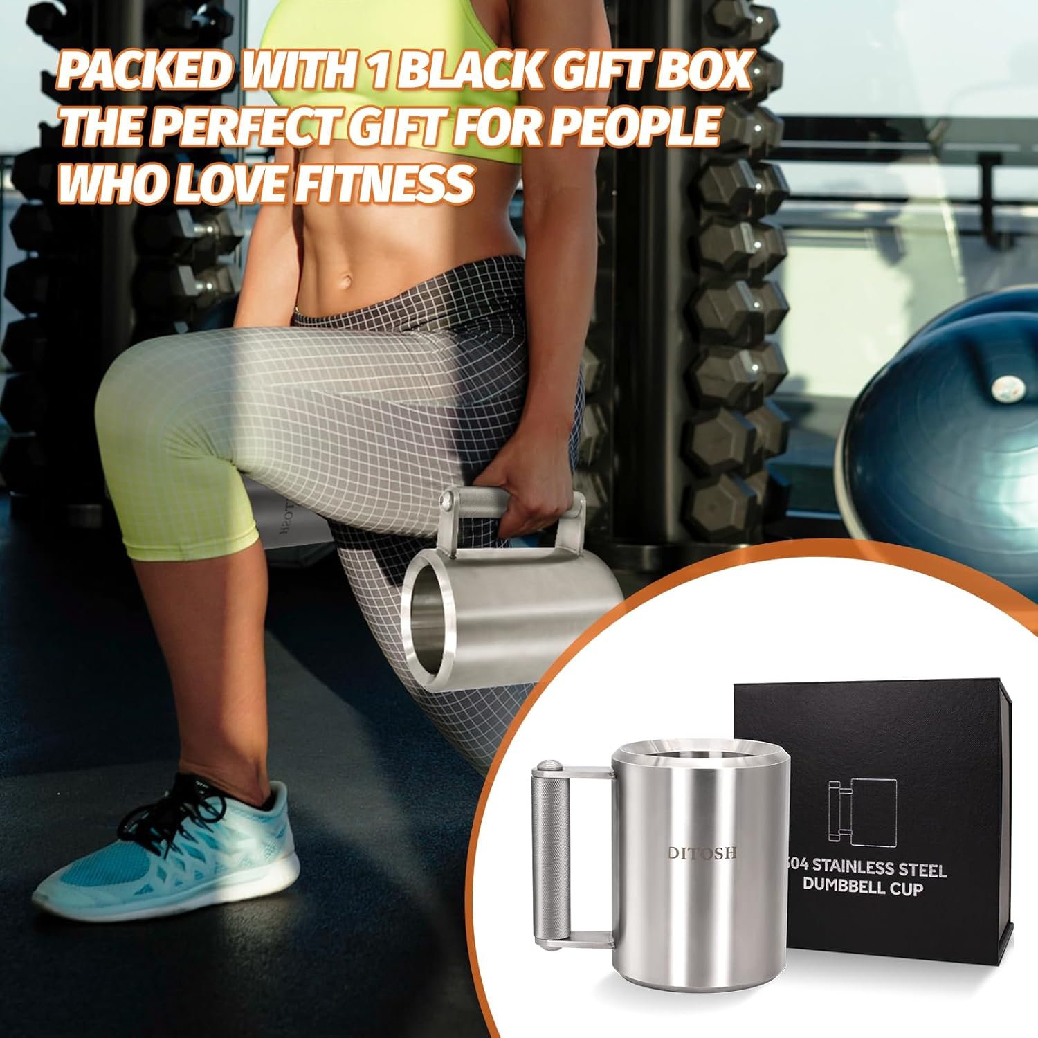 10kg/22lb Heavy Coffee Mug Challenge 304 Stainless Steel Dumbbell Cups Silver Overweight Sports Water Cup for Fitness Training Arm Strength Prank Gift Home Gym Workout Equipment 400ml/13.5oz - QUORE