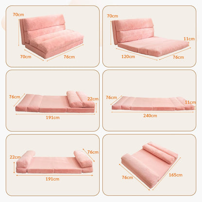 MAXYOYO Bean Bag Bed, Folding Sofa Bed, Floor Mattress for Adults, Extra Thick 6-Way Folding Floor Sofa, Floor Sofa for Bedroom and Living Room, Pink, 75 x 240 cm