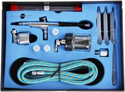 Timbertech Airbrush Kit met Compressor ABPST06 met krachtige 1/6 HP Airbrush Compressor met tank en 2 Airbrush Gun Kits voor Airbrush Schilderen Make-up Nail en Tattoo Studio's Hobby en ga zo maar