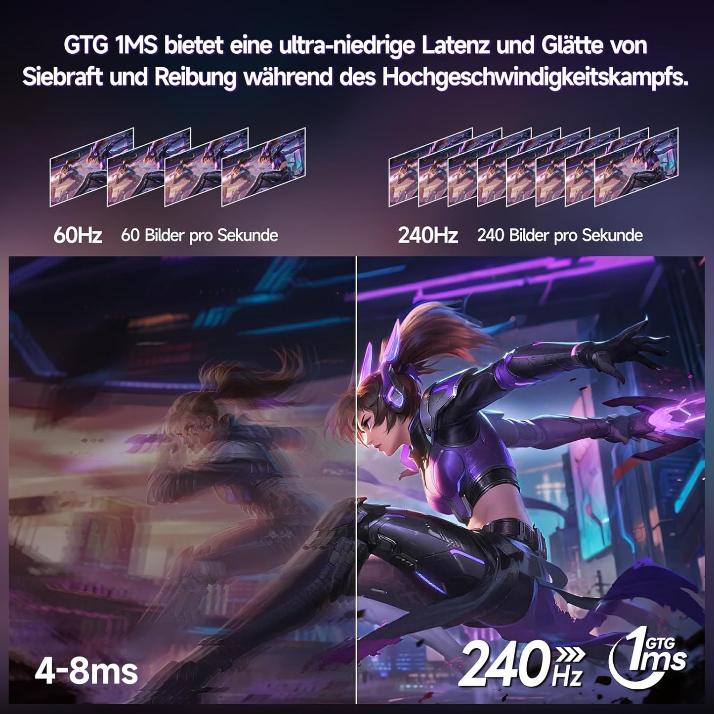KOORUI 24 Zoll Gaming Monitor,Full HD 240Hz Bildschirm,24.5 1920 x 1080 Rapid IPS Panel,Oc to 260Hz,DisplayPort 1.4 & HDMI 2.0,HDMI 2.0 Cable,HDR400,Schwarz - QUORE
