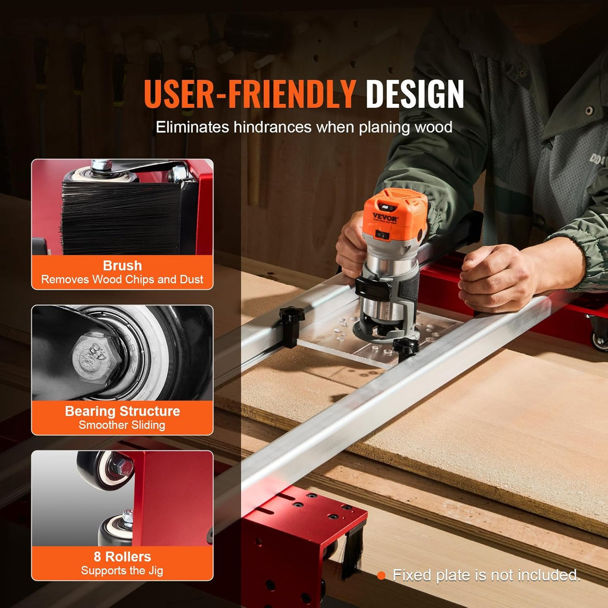 VEVOR Router sled, 60 inch, portable and adjustable plate flattening mold DIY woodworking router sled for flattening plates for wood flattening, home DIY