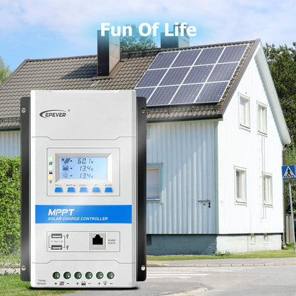 EPEVER® 20A MPPT Solar Charge Controller 12V/24V Automatisch Identificatiesysteem Voltage met LCD Display en Dubbele USB-poort voor Solar Home System met TRIRON 2210N
