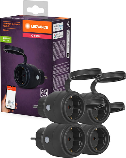 LEDVANCE SMART+ ZigBee Outdoor Plug, compacte buitenstekker met energieverbruikcontrole, maakt conventionele apparaten slim, bestuurbaar via Alexa, Google Home en andere Zigbee-gateways, 4-pack