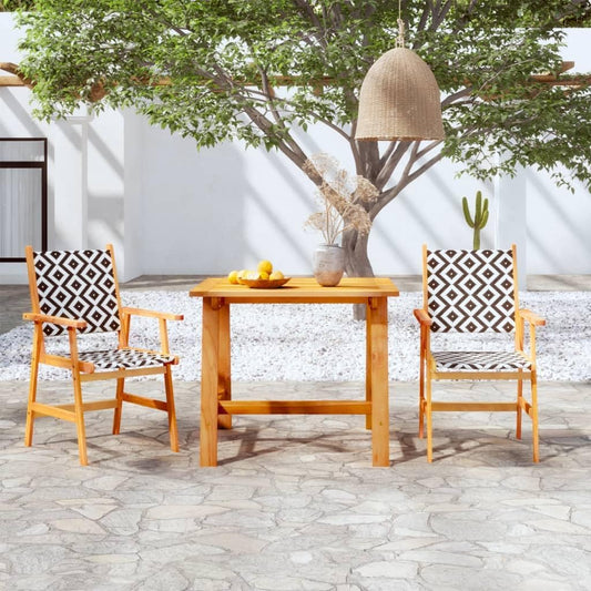 3-delige tuin-eetgroep massief hout acacia loungeset terrasmeubels voor tuin, terras, balkon - QUORE