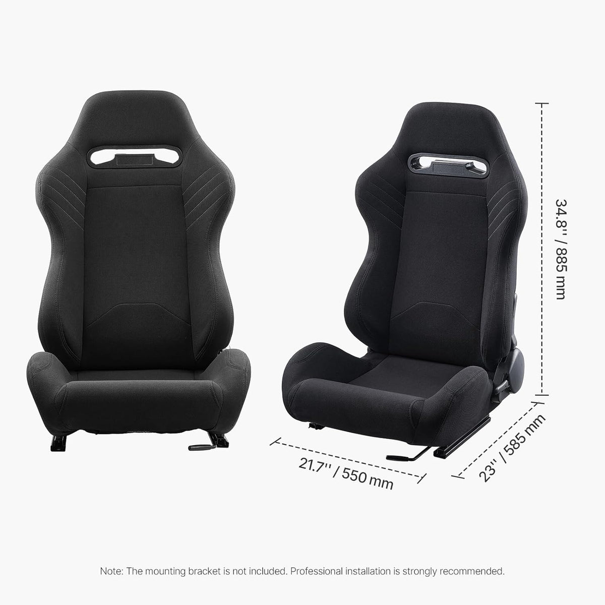 VEVOR Racestoel, 2 stuks, verstelbare racecockpit met brede hoek liggend en zeer veerkrachtig schuim, comfortabele racestoel met polyesterstof en Q235B-schuif, geschikt voor raceauto's en skelters
