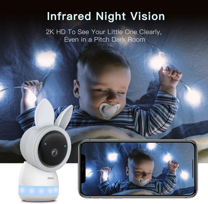 ARENTI 2,5 K/4 MP babymonitor, wifi, 355° kindercamera met monitor, 2,4 GHz & 5 GHz babymonitor, video met nachtzicht, geluidsherkenning, bidirectionele audio, borstherinnering