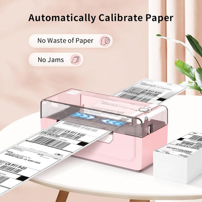 JADENS Bluetooth thermische labelprinter 4x6, roze draadloze verzendlabelprinter voor kleine bedrijven en pakketten, compatibel met iOS, Android, Mac, Windows, Amazon, Etsy, Ebay, Shopify