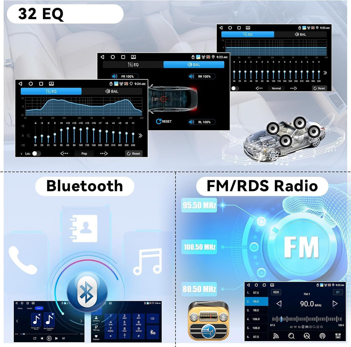 4+64GB Android Autoradio met CarPlay en Android Auto voor Ford Focus II Mondeo S-Max C-Max Galaxy II MK2 Kuga, 7'' HD touchscreen met Bluetooth 5.0 GPS WiFi Mirror Link EQ FM/RDS SWC AHD camera + MIC
