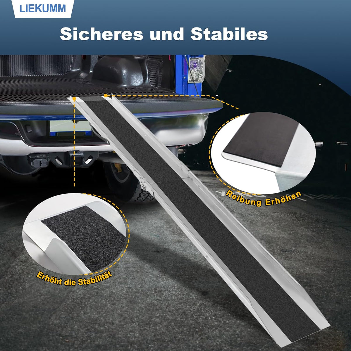 LIEKUMM 1 x 180 cm oprijplaat, 280 kg draagkracht, inklapbaar stalen motoroprijplaat, oprijplaat voor aanhanger, ATV, motorfiets, fiets, auto, laadhelling voor aanhanger