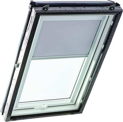Original Roto Blackout Roller Blind ZRV Almost Full Darkening Guide Rail Silver For Roto Skylight Series Designo R4/R7 and Classic 43/73 with Size 094/118 | 09/11 Light Grey - QUORE