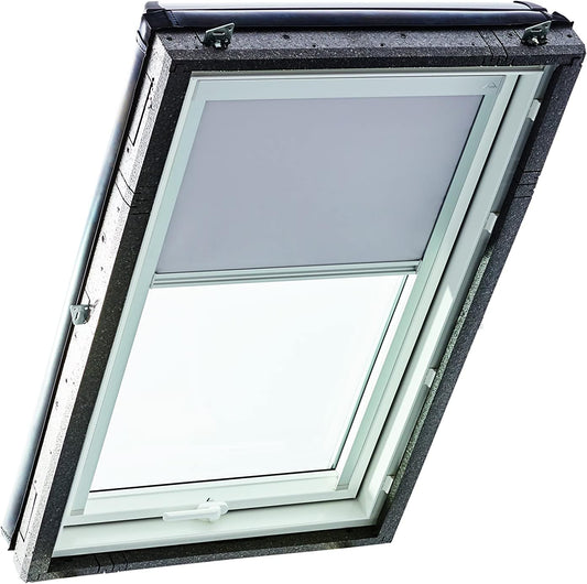 Original Roto Blackout Roller Blind ZRV Almost Full Darkening Guide Rail Silver For Roto Skylight Series Designo R4/R7 and Classic 43/73 with Size 094/118 | 09/11 Light Grey - QUORE