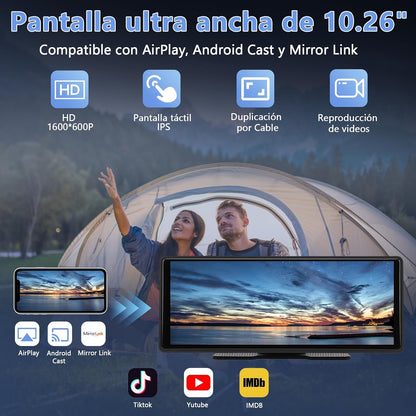 Pantalla Táctil Vink 10.26 Pulgadas, GPS-navigatie, Estéreo voor de auto, compatibel met CarPlay, Android Auto, Bluetooth, Bediening via Voz, GPS, AUX en FM