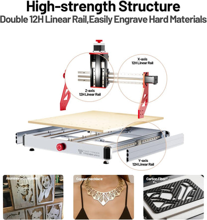 Twotrees TTC450 Ultra 500W CNC freesmachine, schakelbaar tussen CNC en lasergraveermodus, met 3,5 inch touchscreen-controller, CNC-graveermachine voor metaal, aluminium, hout, acryl, MDF