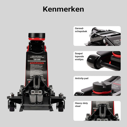 XPOtool autokrik 3 ton manoeuvreerkrik hydraulische krik hoogte 85-500 mm met dubbele zuiger