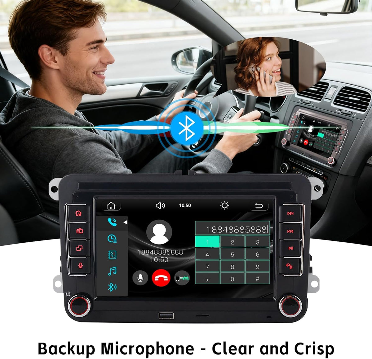 Autoradio stereo voor VW Seat Golf Passat Jetta Beetle EOS met touchscreen Bluetooth FM achteruitrijcamera, Linux System, Double Din Auto Stereo met Wireless Carplay/Android Auto