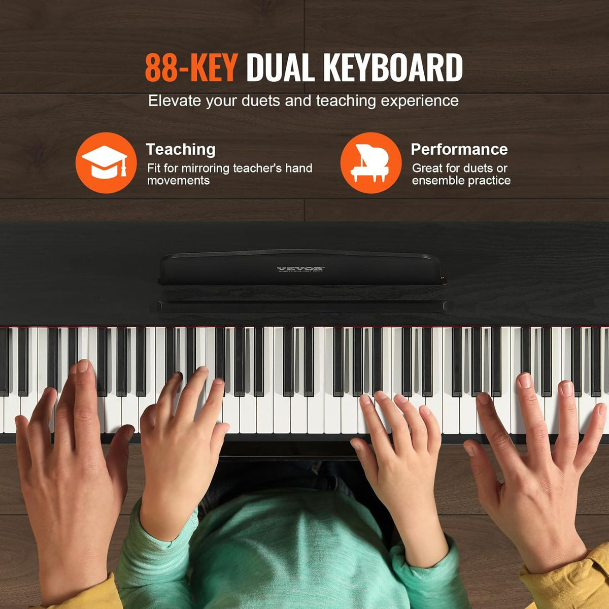 Digitale piano – Elektrische piano – Keyboard – E-piano – Piano toetsenbord – 88 volledig gewogen toetsen – Dubbel toetsenbord met 200 tonen en Bluetooth/MIDI