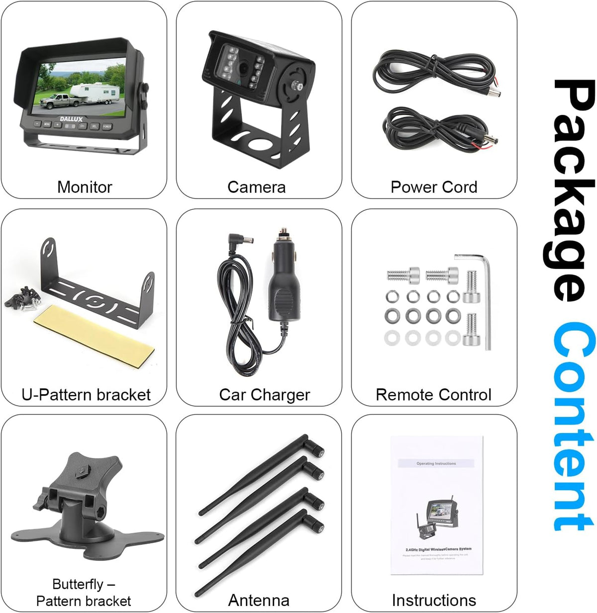 Draadloze Omkeren Camera Kit met 7 inch DVR Monitor voor zware voertuigen/Pickup/trucks/trailers/bussen/bestelwagen/RV campers/landbouw met 1080 P Nachtzicht Stabiele Signaal Achteruitkijkspiegel IP69K Backup Camera