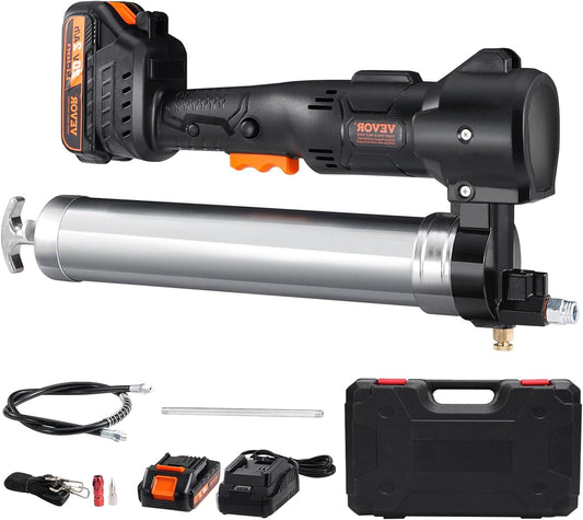 Accu Vetspuit – Vetpistool – Smeerpistool – Elektrische Vetspuit – Draadloze Vetspuit – Hoge Druk 10.000 PSI – Inclusief 2 Batterijen & Led-Licht