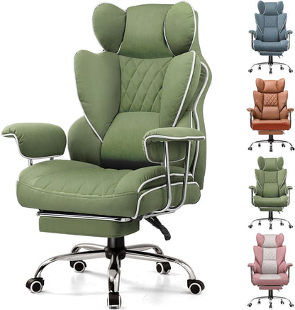 GTPLAYER Ergonomic Gaming Chair, Adjustable Gaming Chair, Office Chair with Footrest, Adjustable Backrest for Work and Play Technological Fabric, Green - QUORE
