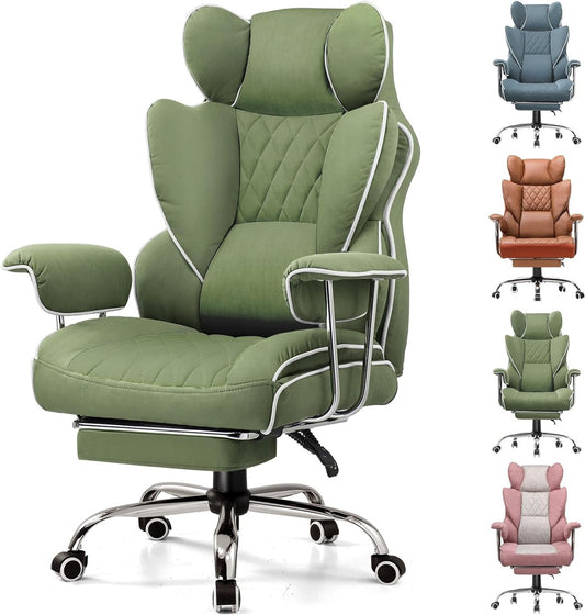GTPLAYER Ergonomic Gaming Chair, Adjustable Gaming Chair, Office Chair with Footrest, Adjustable Backrest for Work and Play Technological Fabric, Green - QUORE