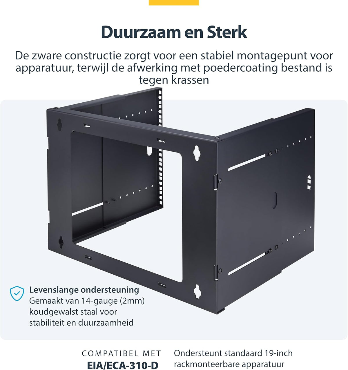 8U wandmonteerbaar serverrack – 19 inch rack – netwerkrek – serverrek – open frame rack – Verstelbare diepte 24,5 tot 39,7 cm – Draagvermogen tot 40 kg