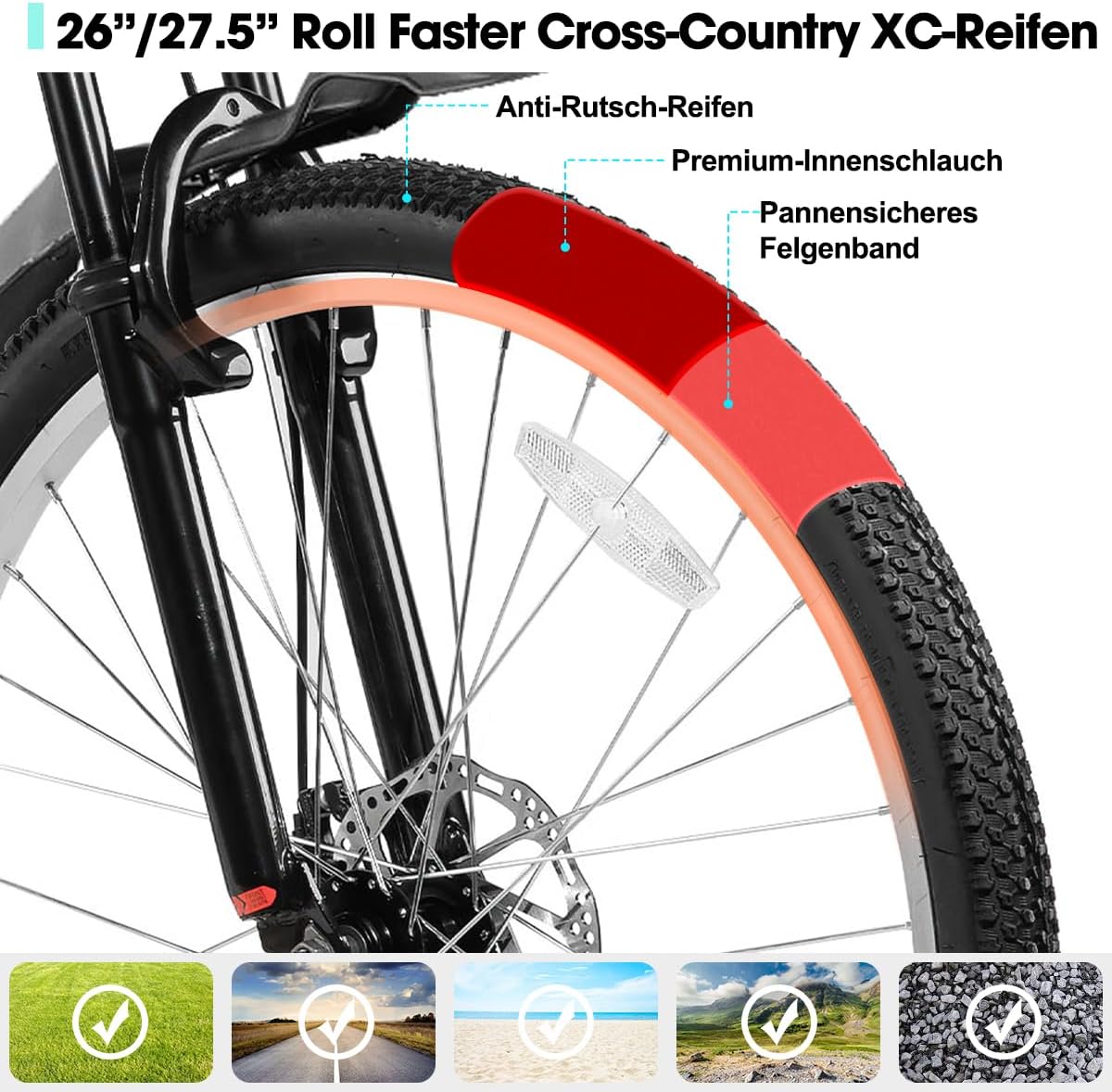 HILAND Mountainbike, 27,5 inch, 18 versnellingen, verende vork, aluminium frame, schijfrem voor mannen en vrouwen, MTB, zwarte fiets