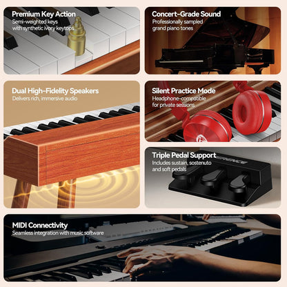 Digitale Piano – Elektrische Piano – Keyboard – Pianotoetsenbord – 88-Toetsen Piano – Eikenlook – 88 Gewogen Toetsen – 20 W Stereo Geluid