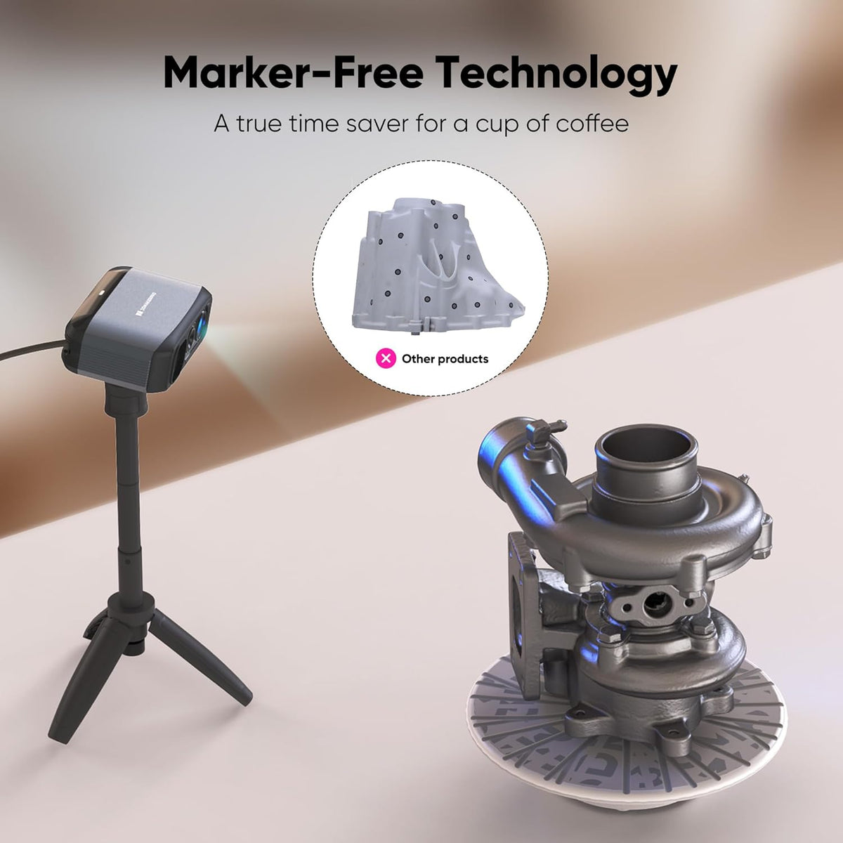 3D-mose-scanner voor 3D-printers met 0,03 mm nauwkeurigheid, 24-bits kleurencamera, scansnelheid van 10 fps, 3D-modelscanner met anti-vibratiescan, standaardpakket