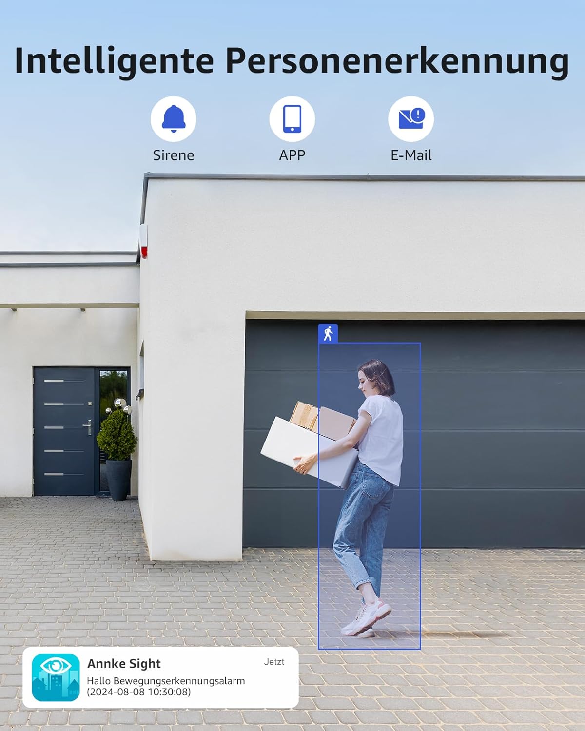 ANNKE 3MP bewakingscameraset met monitor, 12 inch monitor NVR bewakingscamerasysteem met 4 stuks 3MP wifi-camera's, 2-weg audio, persoonsherkenning, 30 m nachtzicht, ondersteunt Alexa, 1 TB HDD