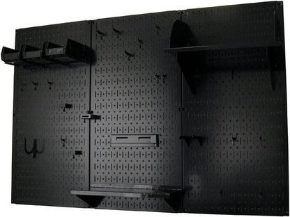 Wall Control Pegboard Organizer 4 ft. Metalen Pegboard Standaard Tool Opslag Kit met Zwart Gereedschap en Zwarte Accessoires