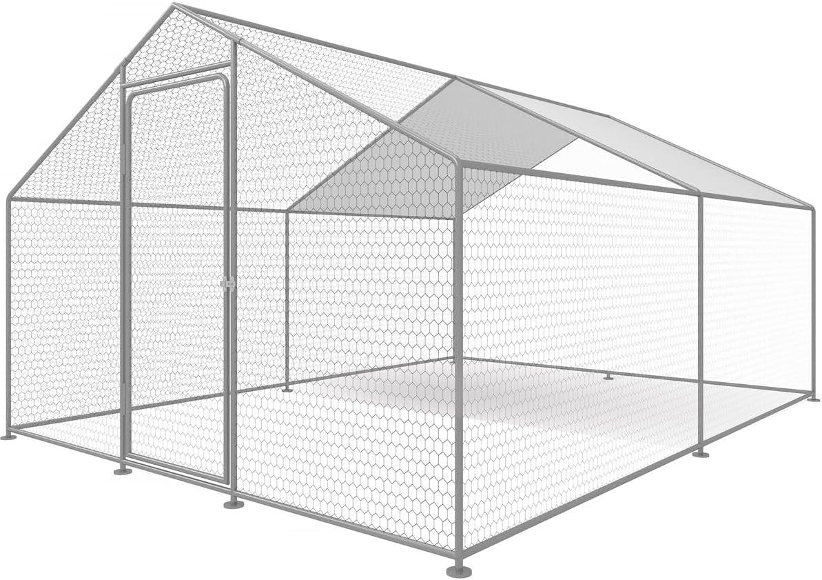 Kippenren – Kippenhok – Kippenverblijf – Pluimvee Ren – Haantjesren – 12 m² – Verzinkt Stalen Frame – Waterdicht UV-bestendig Dak - QUORE